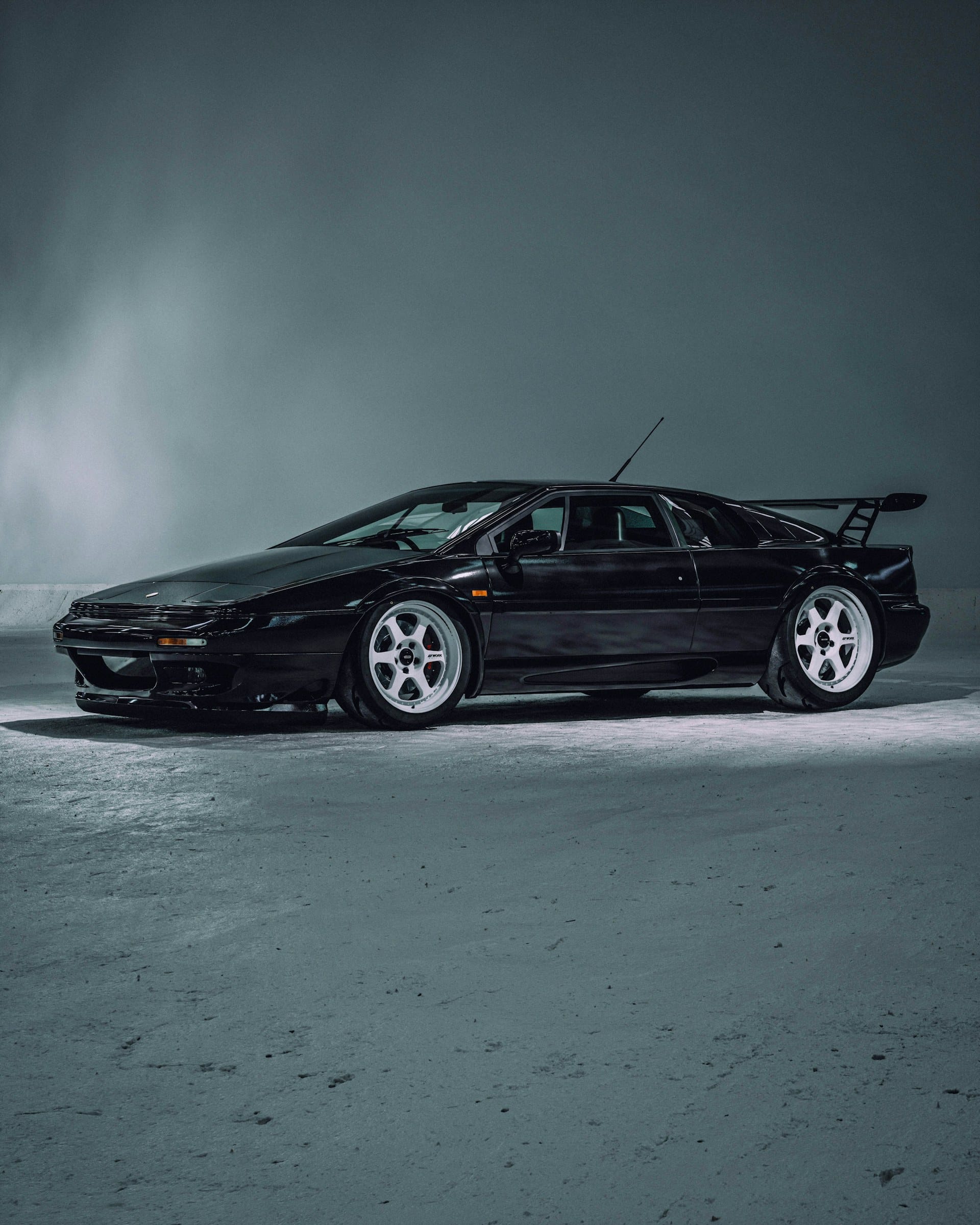 Sleek black sports car finish